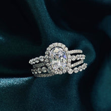 Load image into Gallery viewer, 1.5Ct Moissanite Halo Engagement Vintage Ring, Oval Shape Cut Moissanite Engagement Ring, Accents Stones 14K White Cluster Gold Ring