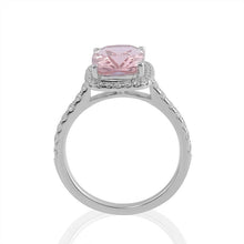 Load image into Gallery viewer, 2 Carat Morganite Ring, Morganite Engagement Ring, Gold Morganite Ring, Elongated Cushion Cut Engagement Ring, Halo Morganite Ring