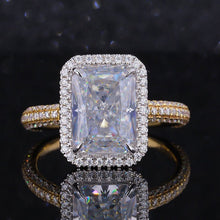 Load image into Gallery viewer, 4Ct Moissanite Engagement Ring Halo Radiant Cut Moissanite Engagement Ring, 10x8mm Radiant Cut Moissanite Engagement Two Tone Ring