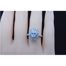 Load image into Gallery viewer, 1 Ct Moissanite Double Halo Engagement Ring, Vintage Oval Shape Cut Moissanite Engagement Ring, Side Accents Stones 14K White Gold
