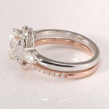 Load image into Gallery viewer, 14K Gold 1.5 Carat Oval Moissanite Halo Engagement Ring Eternity Ring Set