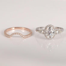 Load image into Gallery viewer, 14K Gold 1.5 Carat Oval Moissanite Halo Engagement Ring Eternity Ring Set