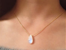 Load image into Gallery viewer, Genuine Pear Moonstone pendant necklace rose gold plated silver, Moonstone Necklace in Sterling Silver. Mothers day gift. Gift for her