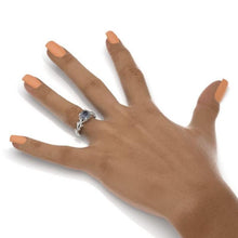 Load image into Gallery viewer, 2 Carat Gray Moissanite Leaf Engagement Ring. White Gold Floral Twig Ring