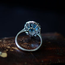 Load image into Gallery viewer, 3Ct Oval cut Aquamarine ring, Aquamarine solitaire ring, natural aquamarine ring, genuine aquamarine Oval Shape vintage halo ring