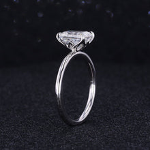 Load image into Gallery viewer, 3 Carat Giliarto-Flower Setting Emerald Shaped Step Cut Moissanite 14K White Gold Engagement Ring