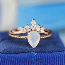 Load image into Gallery viewer, Pear Cut Moonstone Ring- Two Ring Set.