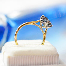 Load image into Gallery viewer, 2 Carat Dark Gray Blue Moissanite Six Prongs Engagement Ring