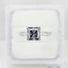 Load image into Gallery viewer, Giliarto 3 Carat Dark Grey Gray Blue Princess Cut Moissanite Stone 14K White Gold Ring