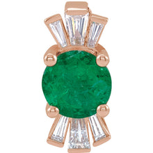 Load image into Gallery viewer, 14K Gold Chatham® Created Emerald & 1/6 CTW Diamond Pendant with Necklace
