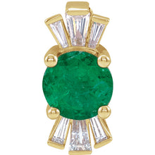 Load image into Gallery viewer, 14K Gold Chatham® Created Emerald & 1/6 CTW Diamond Pendant with Necklace