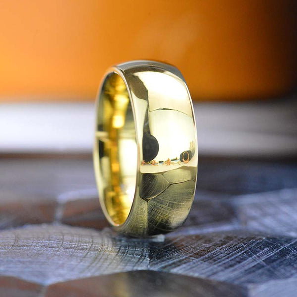 Yellow Gold Tungsten Wedding Band. Yellow Gold Tungsten. Men & Women Tungsten Ring. Tungsten Carbide 8mm Wide. Free Engravings