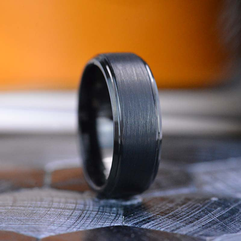 Black Brushed Tungsten Carbide Ring