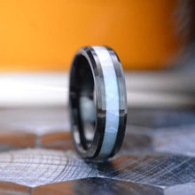 Load image into Gallery viewer, Tungsten Carbide Ring with White Shall Inlay
