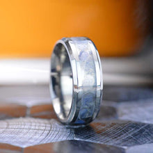 Load image into Gallery viewer, Genuine Rainbow Moonstone Inlay Titanium Ring.

