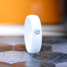 Load image into Gallery viewer, White Ceramic Ring with Cristal Gem
