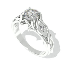 Load image into Gallery viewer, 0.1 CTW round moissanite ring-8 Natural Diamond I2-Clarity, VG-Cut

