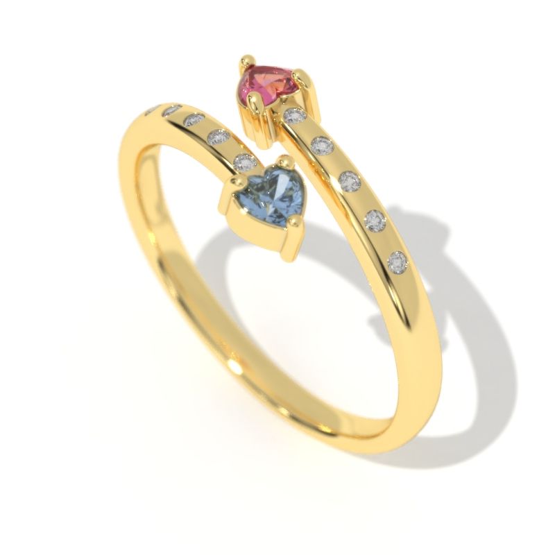 0.3 Carat Giliarto Sapphire Ruby Gold Promissory Ring