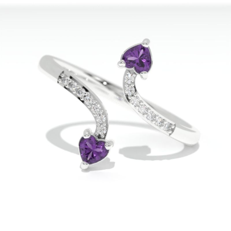 0.3 Carat Giliarto Heart Amethyst  Gold Promissory Ring