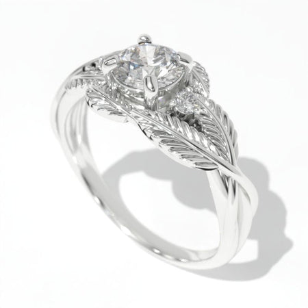 1 Carat Giliarto Moissanite White Gold Engagement Floral Accented Ring