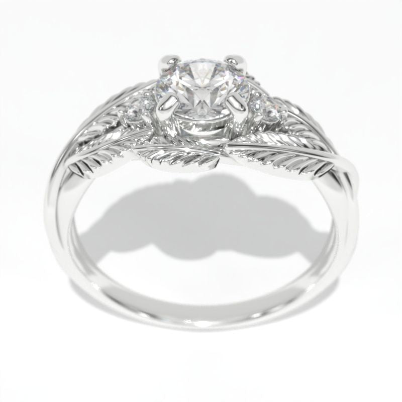 1 Carat Giliarto Moissanite White Gold Engagement Floral Accented Ring