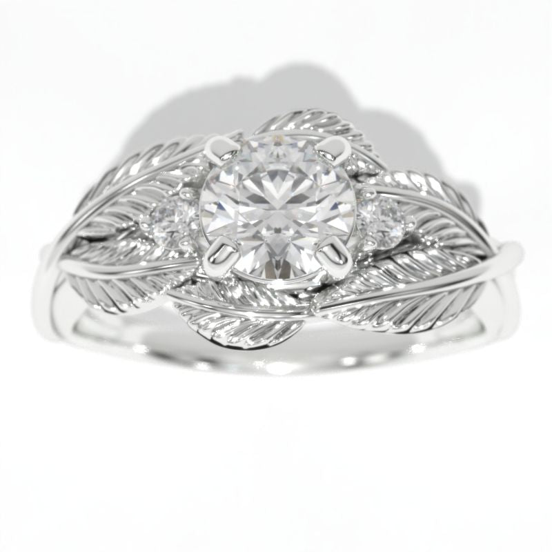 1 Carat Giliarto Moissanite White Gold Engagement Floral Accented Ring