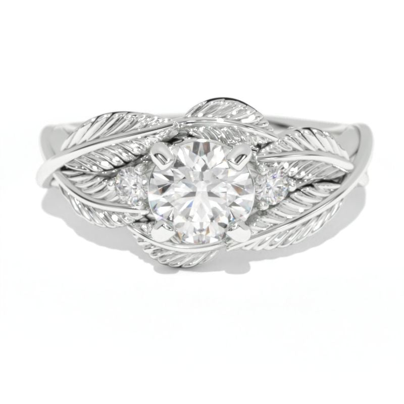 1 Carat Giliarto Moissanite White Gold Engagement Floral Accented Ring