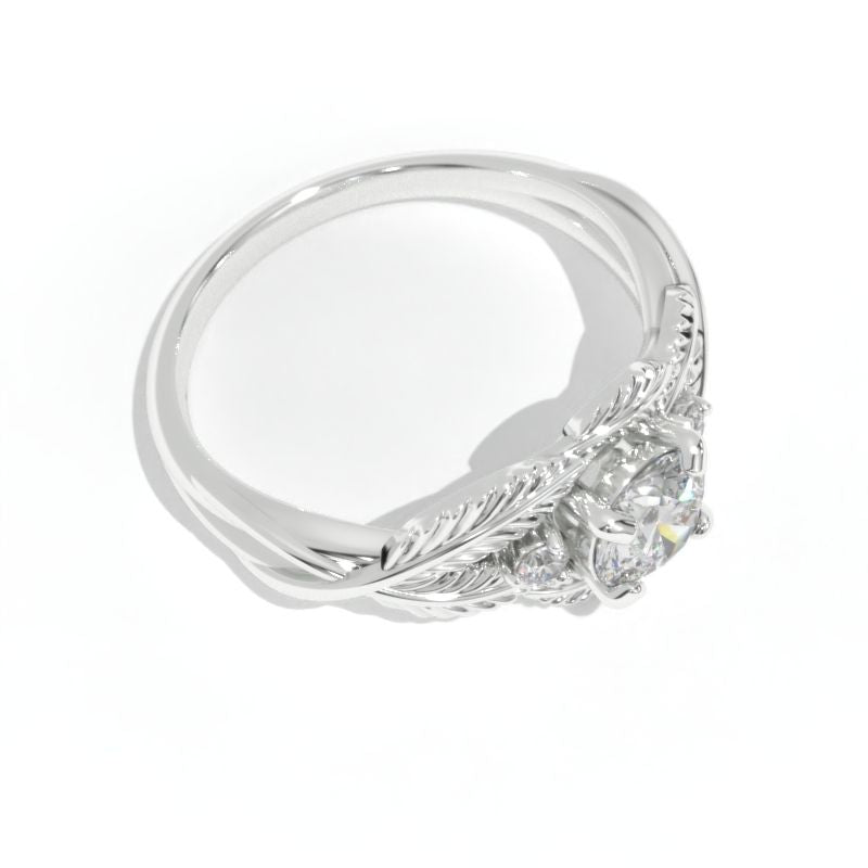 1 Carat Giliarto Moissanite White Gold Engagement Floral Accented Ring