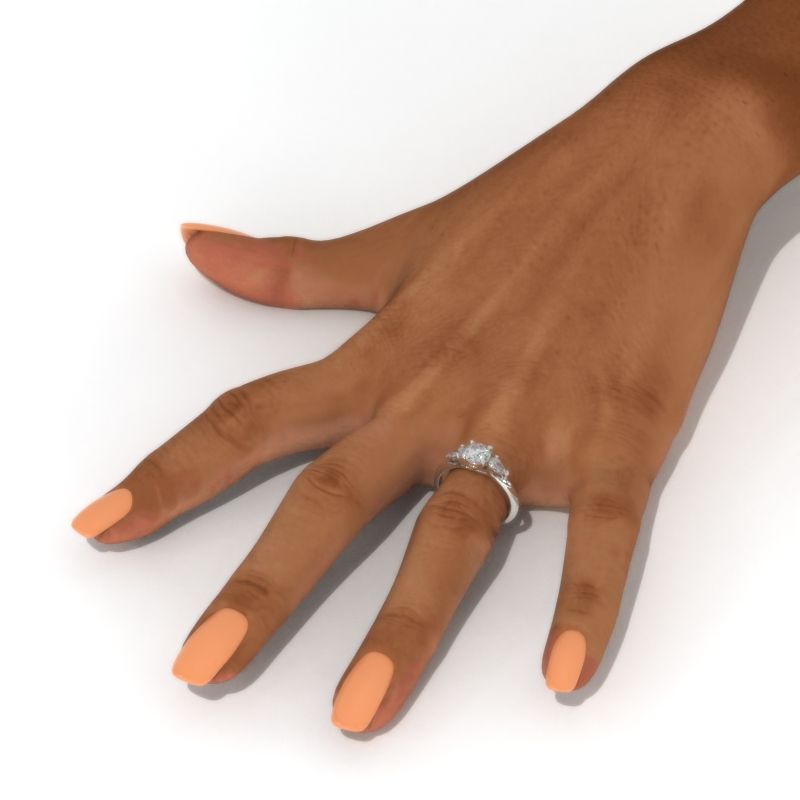 1 Carat Giliarto Moissanite Three-Stone White Gold Engagement  Ring