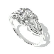 Load image into Gallery viewer, Moissanite White Gold Engagement Lattice Floral Accented Ring
