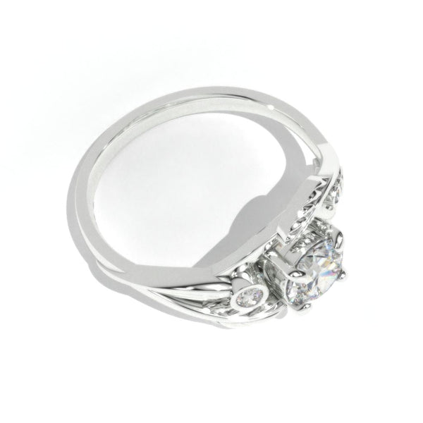 1 Carat Giliarto Moissanite White Gold Engagement Floral Ring