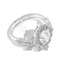 Load image into Gallery viewer, 14K White Gold 1.9 Carat Oval Moissanite Halo Engagement Ring Eternity Ring Set
