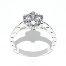 Load image into Gallery viewer, Moissanite  Floral 6 Prong Engagement Ring
