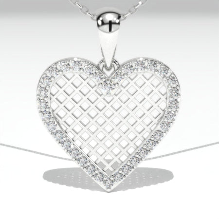 Love Heart Pendant Necklace 14K White Gold