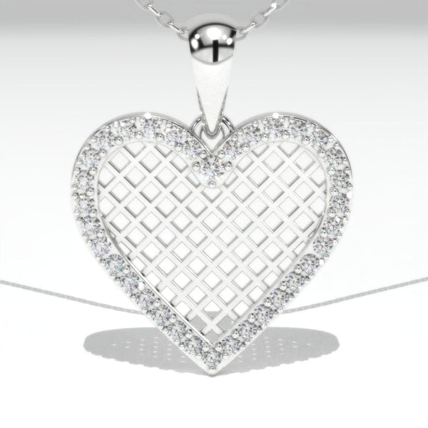 Love Heart Pendant Necklace 14K White Gold