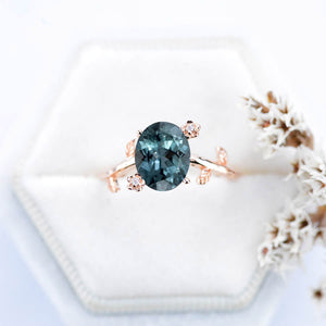 3 Carat Round Teal Sapphire Halo Gold Engagement Ring