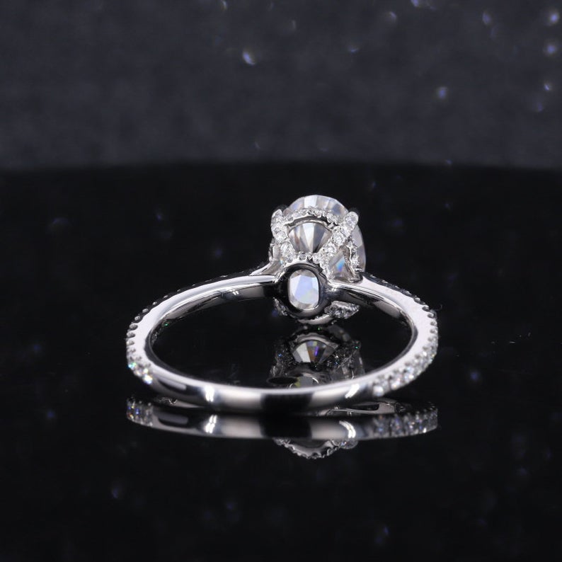 3 Carat Oval Giliarto Moissanite Hidden Halo Engagement Ring