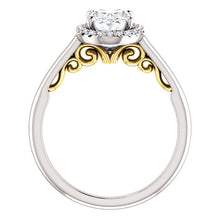 Load image into Gallery viewer, 1.25 Carat Oval Forever One Moissanite Diamond Halo Engagement Ring
