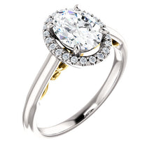 Load image into Gallery viewer, 1.25 Carat Oval Forever One Moissanite Diamond Halo Engagement Ring
