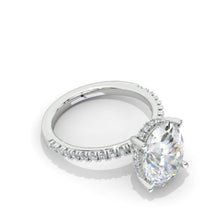 Load image into Gallery viewer, 12x9 Oval Cut Halo Giliarto Moissanite Diamond White Gold Engagement Ring
