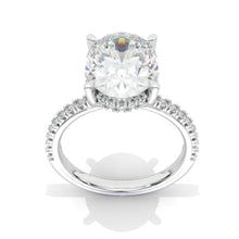Load image into Gallery viewer, 12x9 Oval Cut Halo Giliarto Moissanite Diamond White Gold Engagement Ring

