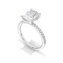 Load image into Gallery viewer, 9x7mm Cushion Cut Vintage style Halo Giliarto Moissanite Diamond White Gold Engagement Ring
