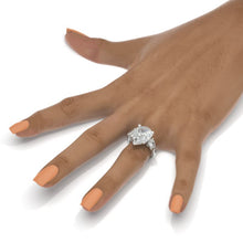 Load image into Gallery viewer, 16x12mm Pear Cut Vintage style Halo Giliarto Moissanite Diamond White Gold Engagement Ring

