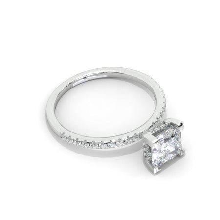 1 Carat Princess Cut 6.5mm Giliarto Moissanite Diamond White Gold Engagement Ring