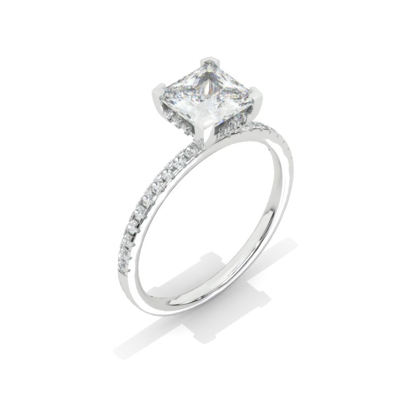 2 Carat Princess Cut 6.5mm Giliarto Moissanite Diamond White Gold Engagement Ring