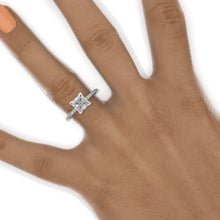 Load image into Gallery viewer, 2 Carat Princess Cut 6.5mm Giliarto Moissanite Diamond White Gold Engagement Ring
