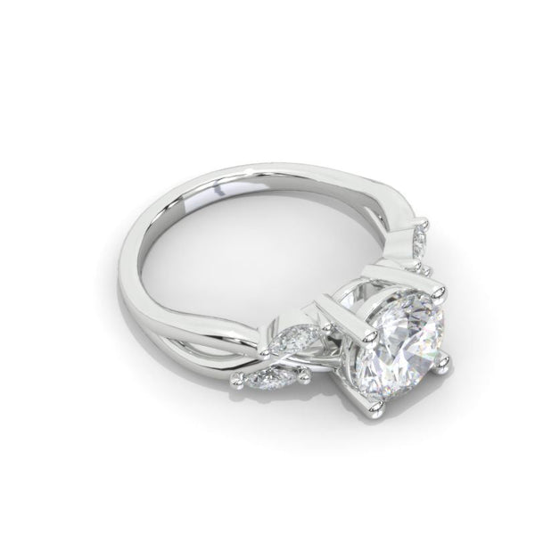 2 Carat 8mm Round Halo Giliarto Moissanite Diamond White Gold Engagement Ring