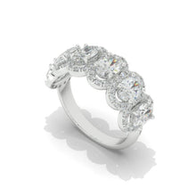 Load image into Gallery viewer, 6x4mm Oval Cut Halo Giliarto Moissanite Diamond White Gold Engagement Ring
