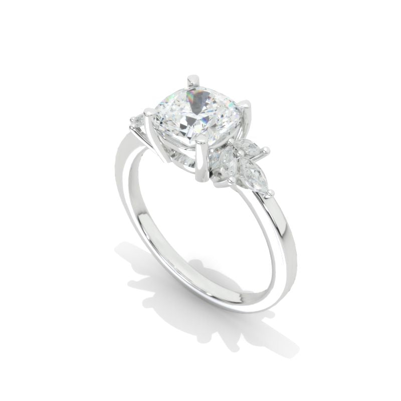 7x7mm Cushion Cut Halo Giliarto Moissanite Diamond White Gold Engagement Ring