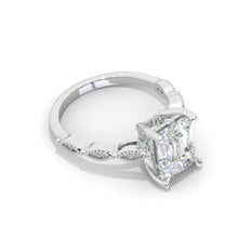 Load image into Gallery viewer, 2 Carat 9x7mm Emerald Cut Halo Giliarto Moissanite Diamond White Gold Engagement Ring
